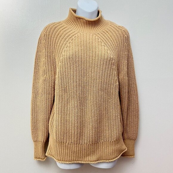 J. Crew || Relaxed Rollneck Sweater in Sandy Beach Tan Size XS - Picture 1 of 9
